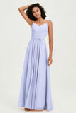 Spaghetti Straps Chiffon Bridesmaid Dresses Ruched Pleated Formal Evening Dress Gowns