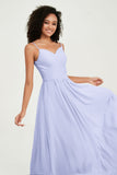 Spaghetti Straps Chiffon Bridesmaid Dresses Ruched Pleated Formal Evening Dress Gowns