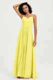 Spaghetti Straps Chiffon Bridesmaid Dresses Ruched Pleated Formal Evening Dress Gowns