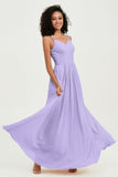 Spaghetti Straps Chiffon Bridesmaid Dresses Ruched Pleated Formal Evening Dress Gowns
