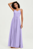Spaghetti Straps Chiffon Bridesmaid Dresses Ruched Pleated Formal Evening Dress Gowns