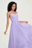 Spaghetti Straps Chiffon Bridesmaid Dresses Ruched Pleated Formal Evening Dress Gowns