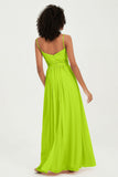 Spaghetti Straps Chiffon Bridesmaid Dresses Ruched Pleated Formal Evening Dress Gowns