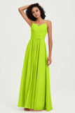 Spaghetti Straps Chiffon Bridesmaid Dresses Ruched Pleated Formal Evening Dress Gowns