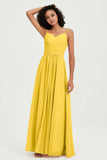 Spaghetti Straps Chiffon Bridesmaid Dresses Ruched Pleated Formal Evening Dress Gowns