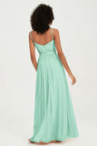 Spaghetti Straps Chiffon Bridesmaid Dresses Ruched Pleated Formal Evening Dress Gowns