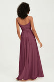 Spaghetti Straps Chiffon Bridesmaid Dresses Ruched Pleated Formal Evening Dress Gowns