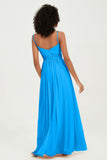 Spaghetti Straps Chiffon Bridesmaid Dresses Ruched Pleated Formal Evening Dress Gowns