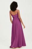 Spaghetti Straps Chiffon Bridesmaid Dresses Ruched Pleated Formal Evening Dress Gowns