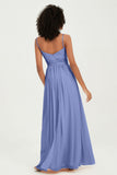 Spaghetti Straps Chiffon Bridesmaid Dresses Ruched Pleated Formal Evening Dress Gowns