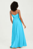 Spaghetti Straps Chiffon Bridesmaid Dresses Ruched Pleated Formal Evening Dress Gowns