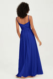 Spaghetti Straps Chiffon Bridesmaid Dresses Ruched Pleated Formal Evening Dress Gowns