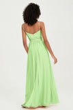 Spaghetti Straps Chiffon Bridesmaid Dresses Ruched Pleated Formal Evening Dress Gowns