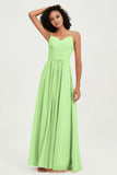 Spaghetti Straps Chiffon Bridesmaid Dresses Ruched Pleated Formal Evening Dress Gowns