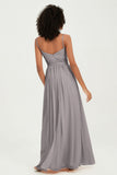 Spaghetti Straps Chiffon Bridesmaid Dresses Ruched Pleated Formal Evening Dress Gowns