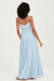 Spaghetti Straps Chiffon Bridesmaid Dresses Ruched Pleated Formal Evening Dress Gowns