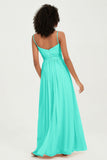 Spaghetti Straps Chiffon Bridesmaid Dresses Ruched Pleated Formal Evening Dress Gowns