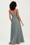 Spaghetti Straps Chiffon Bridesmaid Dresses Ruched Pleated Formal Evening Dress Gowns