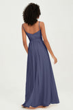 Spaghetti Straps Chiffon Bridesmaid Dresses Ruched Pleated Formal Evening Dress Gowns
