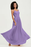 Spaghetti Straps Chiffon Bridesmaid Dresses Ruched Pleated Formal Evening Dress Gowns