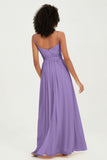 Spaghetti Straps Chiffon Bridesmaid Dresses Ruched Pleated Formal Evening Dress Gowns