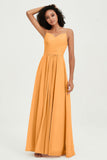 Spaghetti Straps Chiffon Bridesmaid Dresses Ruched Pleated Formal Evening Dress Gowns