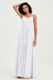Spaghetti Straps Chiffon Bridesmaid Dresses Ruched Pleated Formal Evening Dress Gowns