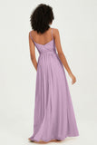 Spaghetti Straps Chiffon Bridesmaid Dresses Ruched Pleated Formal Evening Dress Gowns