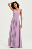 Spaghetti Straps Chiffon Bridesmaid Dresses Ruched Pleated Formal Evening Dress Gowns