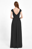 Cap Sleeves Ruched Chiffon Bridesmaid Dress Lace Formal Evening Party Dresses Gowns