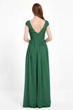 Cap Sleeves Ruched Chiffon Bridesmaid Dress Lace Formal Evening Party Dresses Gowns
