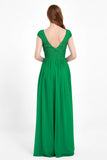 Cap Sleeves Ruched Chiffon Bridesmaid Dress Lace Formal Evening Party Dresses Gowns