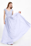 Cap Sleeves Ruched Chiffon Bridesmaid Dress Lace Formal Evening Party Dresses Gowns