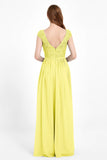 Cap Sleeves Ruched Chiffon Bridesmaid Dress Lace Formal Evening Party Dresses Gowns