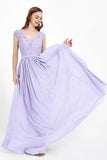 Cap Sleeves Ruched Chiffon Bridesmaid Dress Lace Formal Evening Party Dresses Gowns