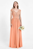 Cap Sleeves Ruched Chiffon Bridesmaid Dress Lace Formal Evening Party Dresses Gowns