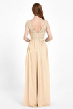 Cap Sleeves Ruched Chiffon Bridesmaid Dress Lace Formal Evening Party Dresses Gowns