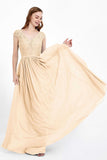 Cap Sleeves Ruched Chiffon Bridesmaid Dress Lace Formal Evening Party Dresses Gowns
