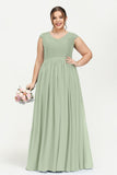 Cap Sleeves Ruched Chiffon Bridesmaid Dress Lace Formal Evening Party Dresses Gowns