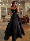 Navy Blue Sweetheart Satin Beaded A Line Long Prom Dresses With Bow