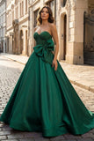 A-Line Sweetheart Lilac Beaded Long Prom Dresses With Bow