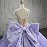 Spaghetti Straps Quinceanera Dresses Ball Gown with Butterfly Appliques and Bowknot