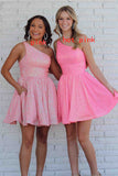 A-Line One Shoulder Sequins Homecoming Dress