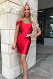 Sheath Off the Shoulder Satin Homecoming Dress