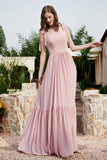Square Sleeveless Chiffon Bridesmaid Dress Ruched Ruffles Formal Evening Dresses with Bow