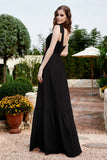 Square Sleeveless Chiffon Bridesmaid Dress Ruched Ruffles Formal Evening Dresses with Bow