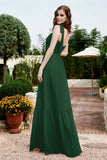 Square Sleeveless Chiffon Bridesmaid Dress Ruched Ruffles Formal Evening Dresses with Bow