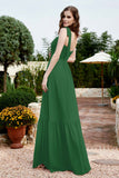 Square Sleeveless Chiffon Bridesmaid Dress Ruched Ruffles Formal Evening Dresses with Bow