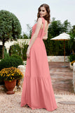 Square Sleeveless Chiffon Bridesmaid Dress Ruched Ruffles Formal Evening Dresses with Bow