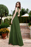 Square Sleeveless Chiffon Bridesmaid Dress Ruched Ruffles Formal Evening Dresses with Bow
